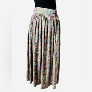 Vintage Herman Geist Dark Floral Swing Maxi Skirt Size 8